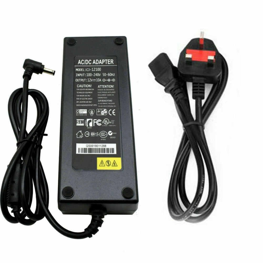 AC DC 12V 10A Power Supply Adapter Charger Transformer for 3528/5050 LED Strip
