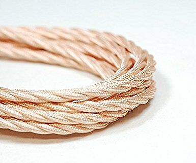 2 Core 8 Amp Twisted Cable Braided Flex Fabric Cord Rose Gold