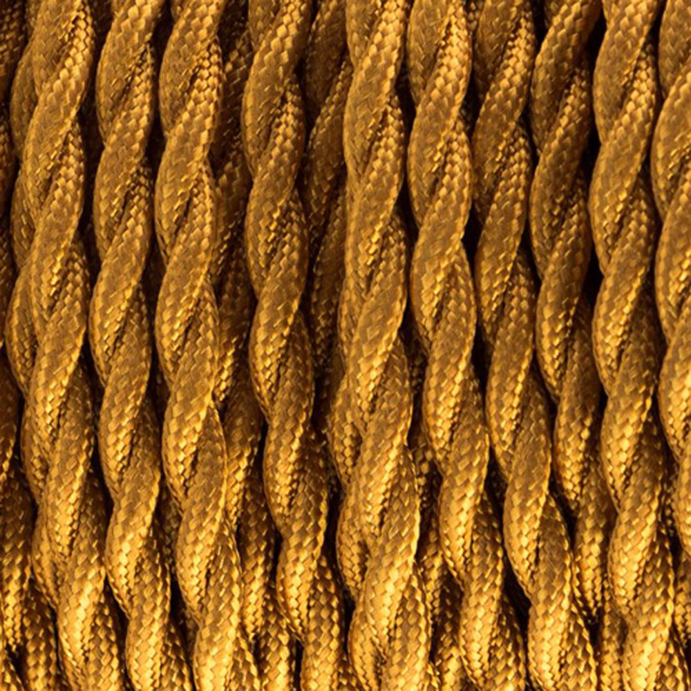 2 Core Twisted Cable Braided Flex Fabric Cord Lamp Wire Gold