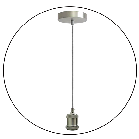 Black & white  E27 pendant lamp holder with a classic look