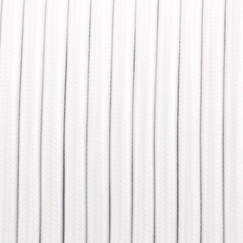 2 Core Round Fabric Cord Coloured Cable Braided Flex White 