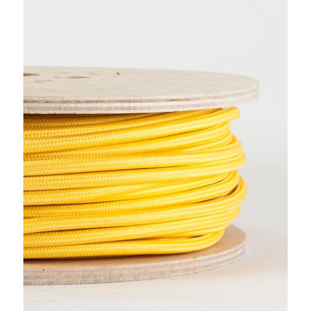 3 core Round Vintage Braided Fabric Yellow Cable Flex 0.75mm