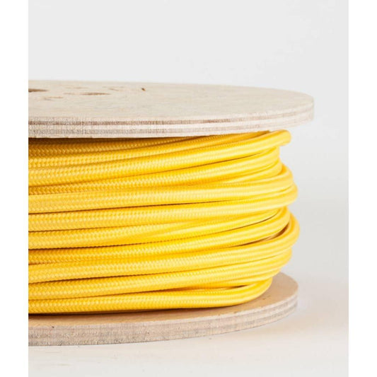 3 Core Braided Cable Fabric Cord Flex Cable Yellow